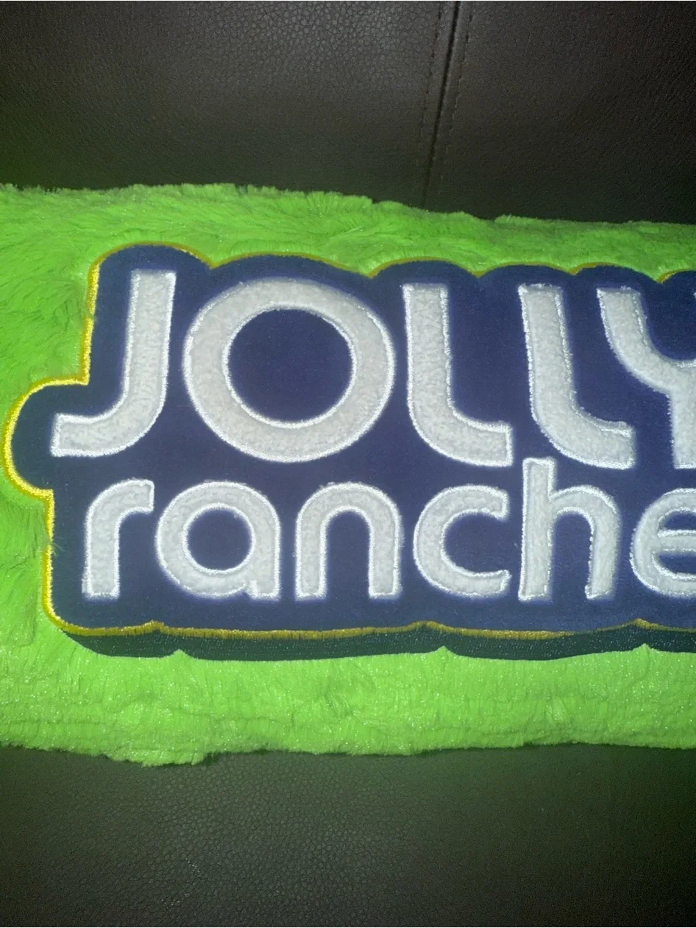 Jolly Rancher Green Plush Cylinder Decorative Pillow Embroidered Logo